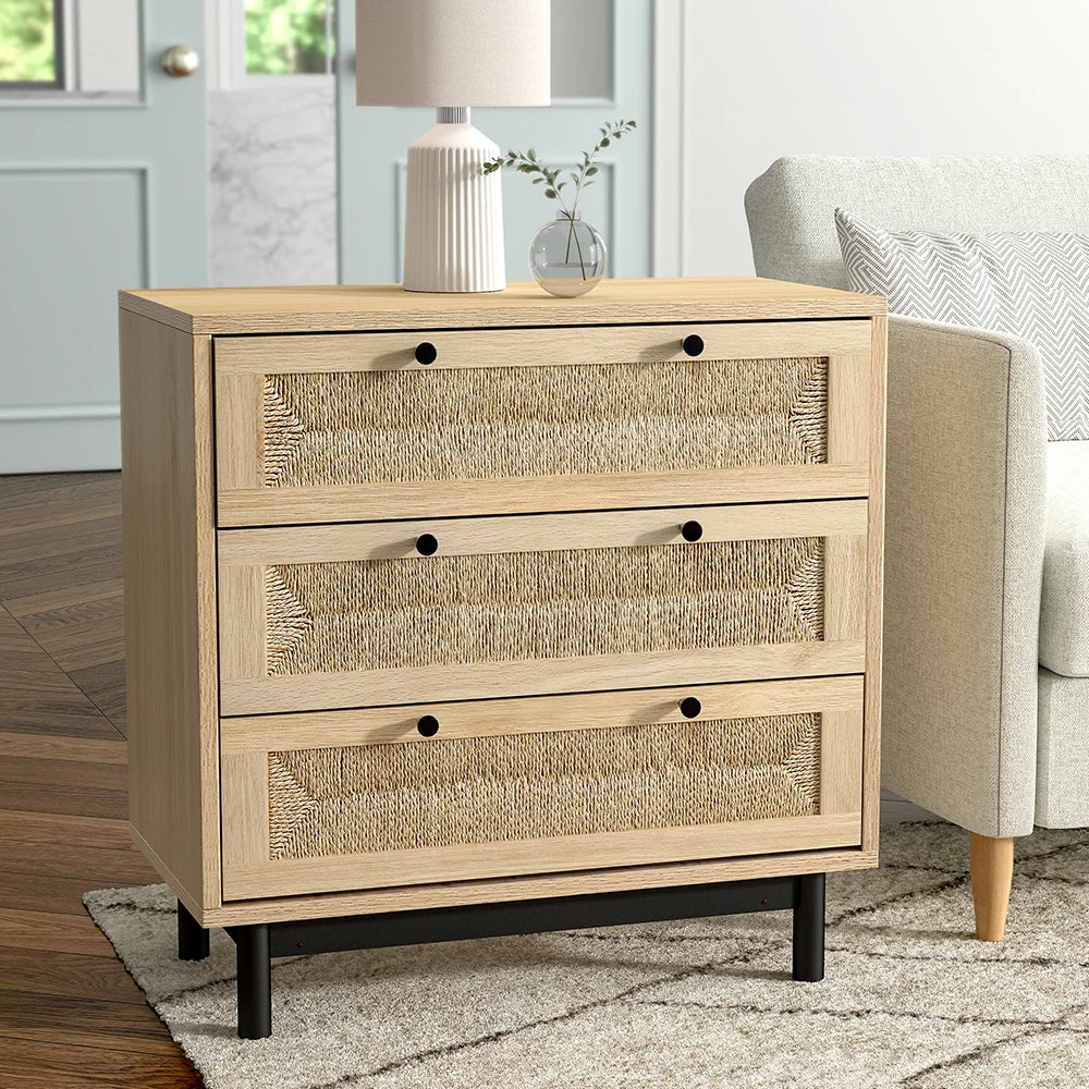 3-Drawer Woven Accent Cabinet - Image 3