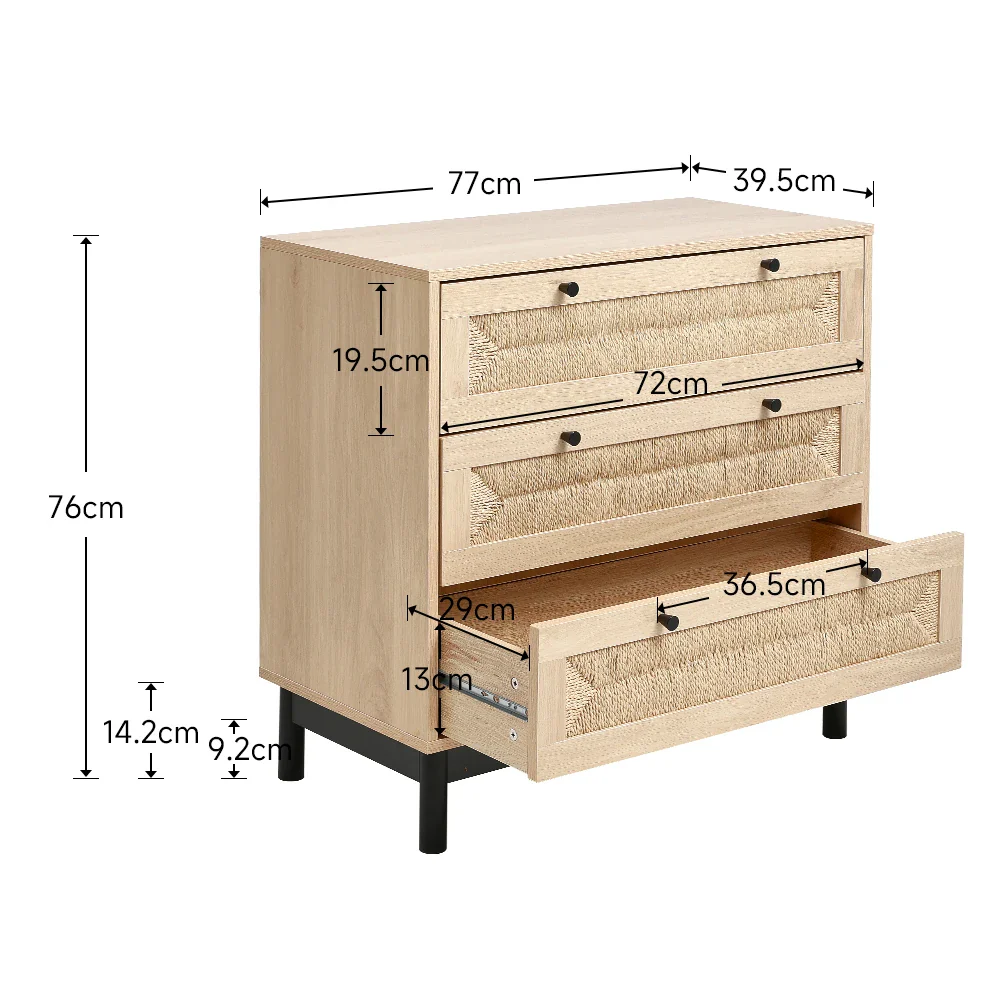 3-Drawer Woven Accent Cabinet - Image 4