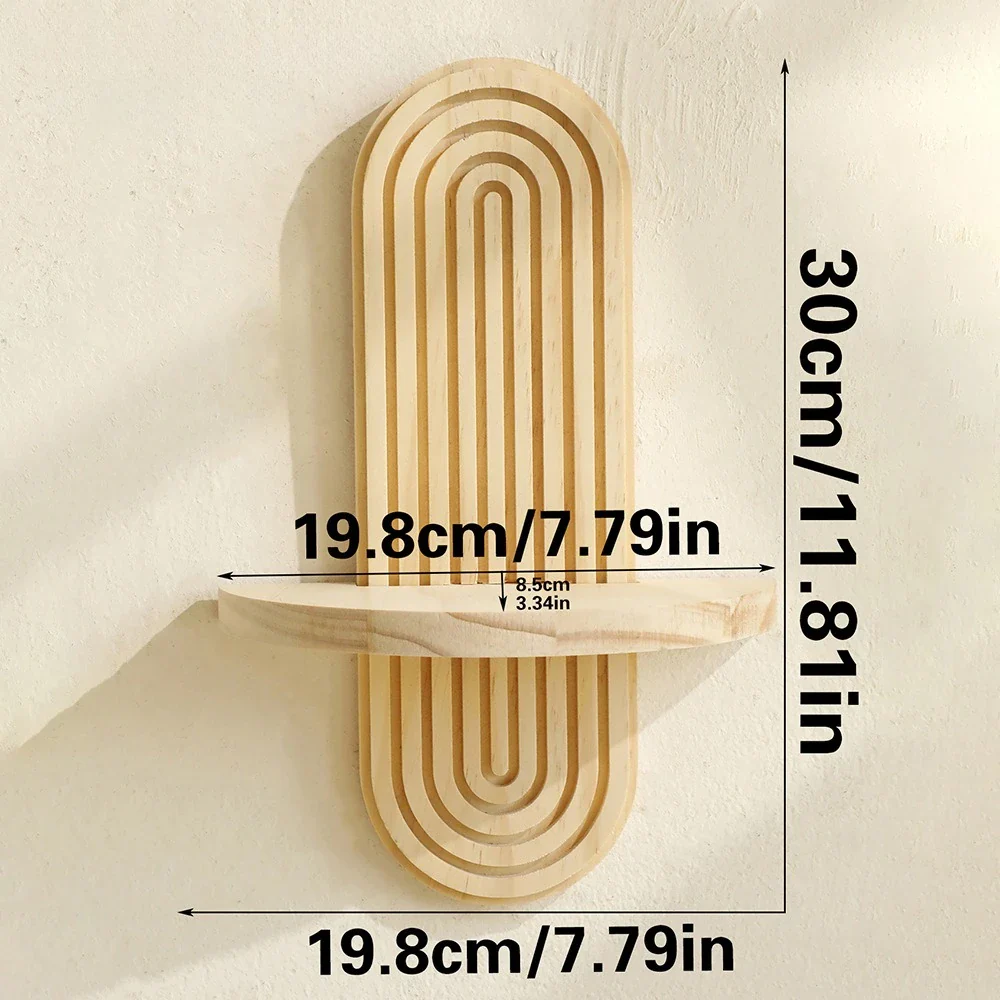 Boho Oval Wooden Wall Shelf - Image 7