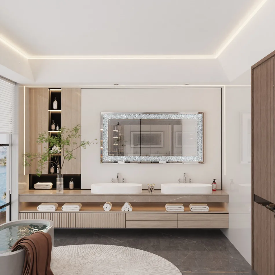 Large Silver Crystal Vanity Mirror - Image 4