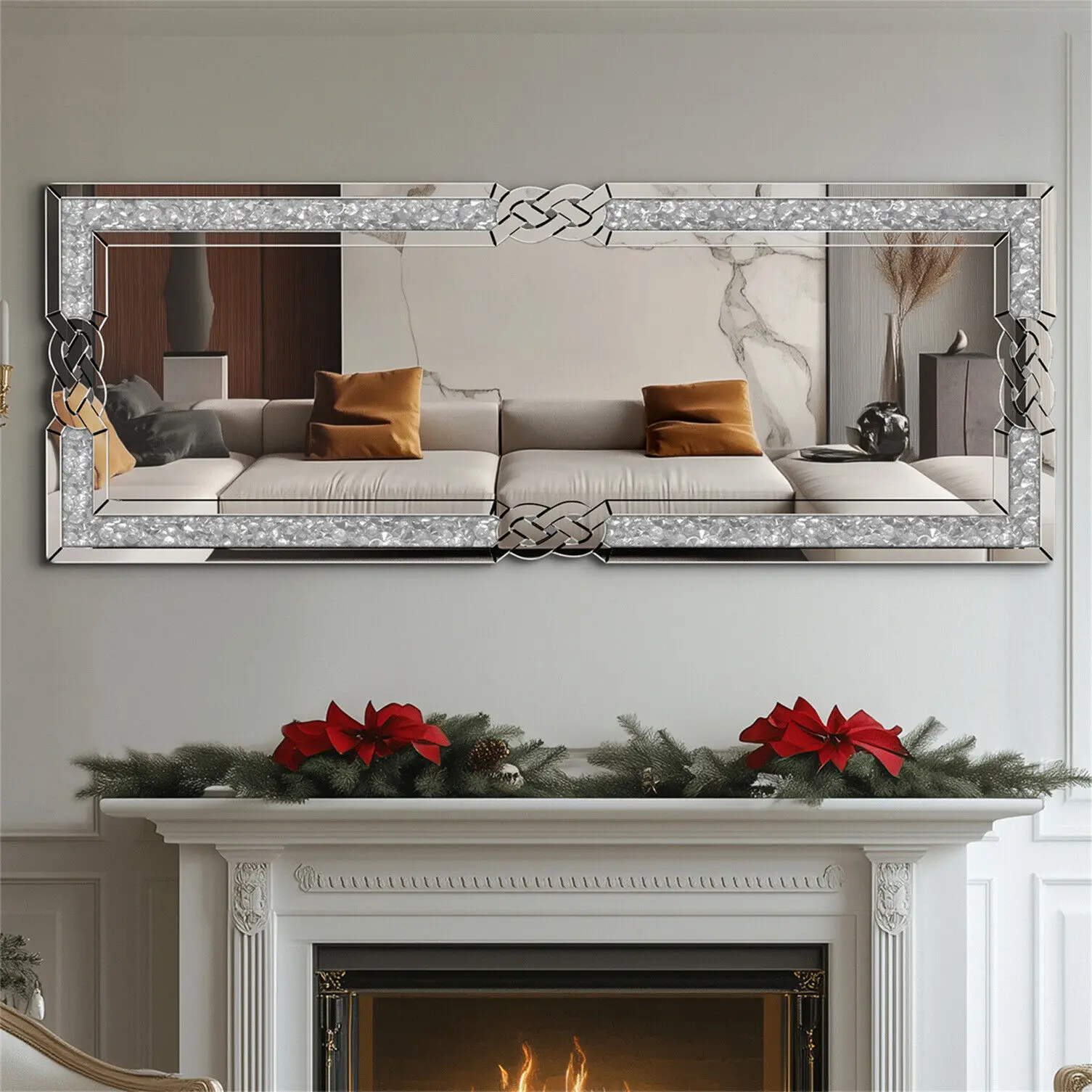 Large Silver Diamond Mirror - Image 4