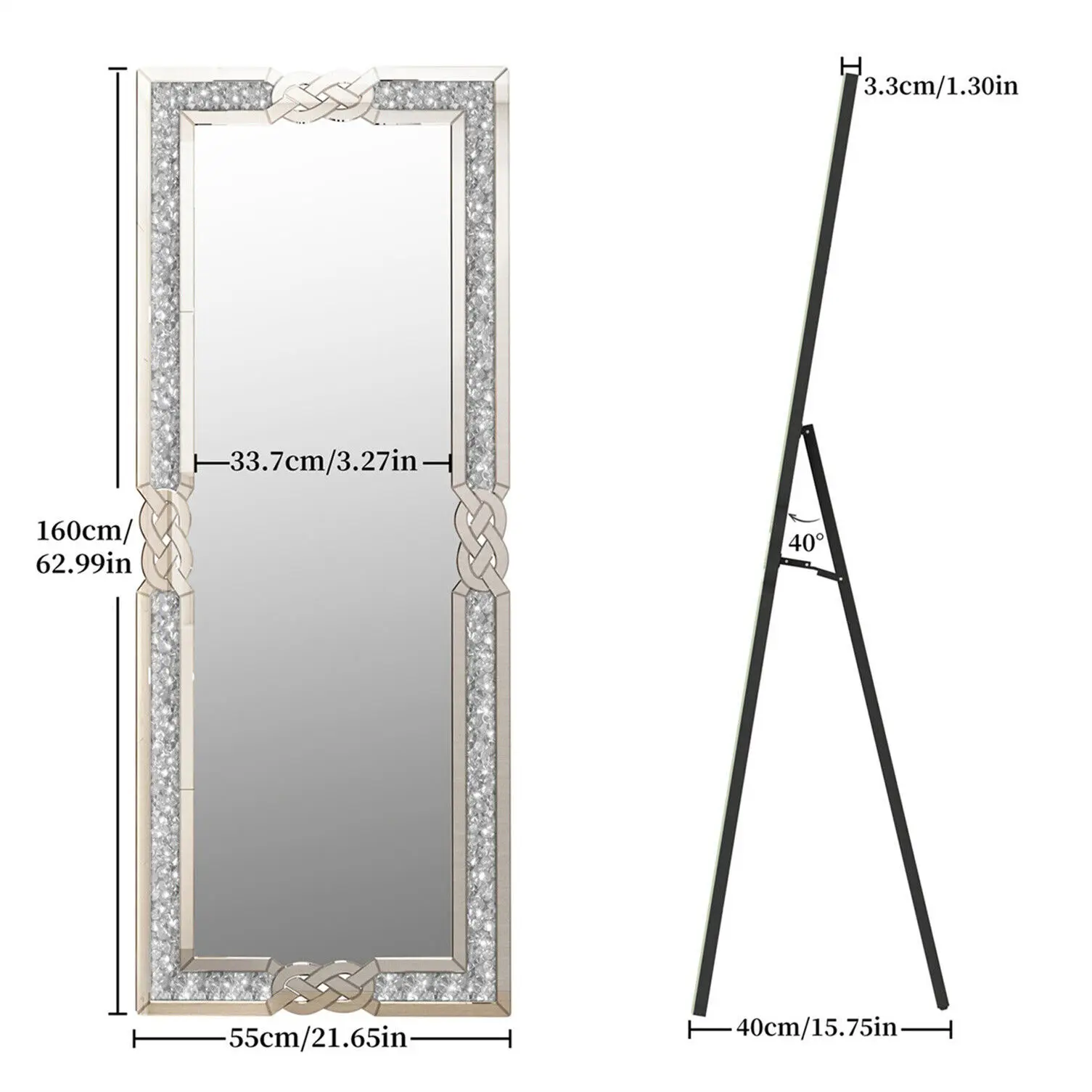 Large Silver Diamond Mirror - Image 6