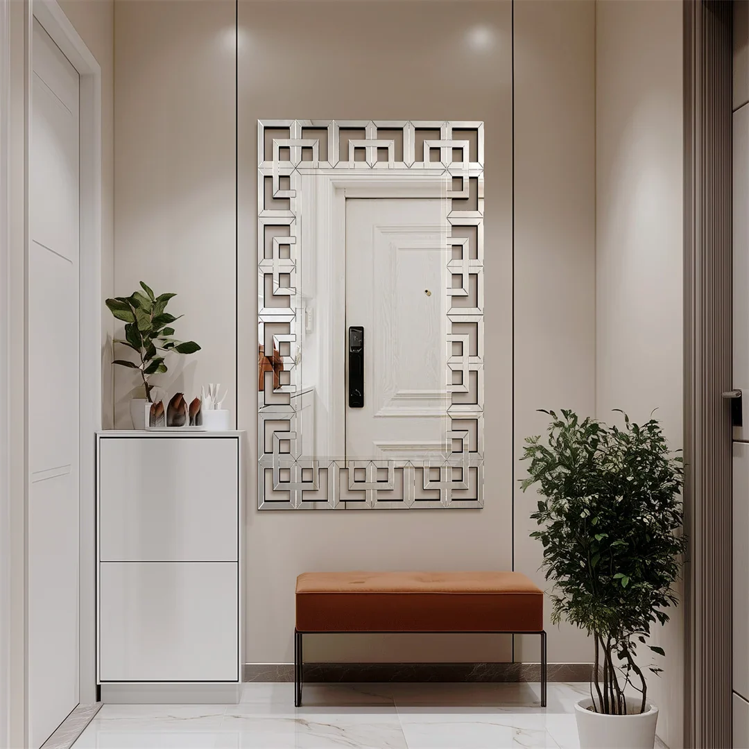 Modern Silver Rectangular Wall Mirror - Image 4