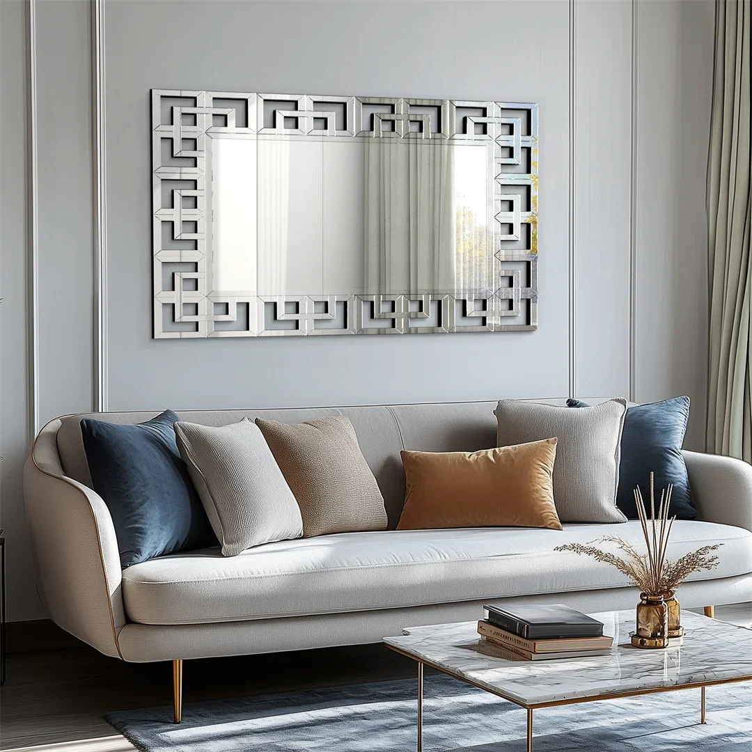 Modern Silver Rectangular Wall Mirror - Image 5