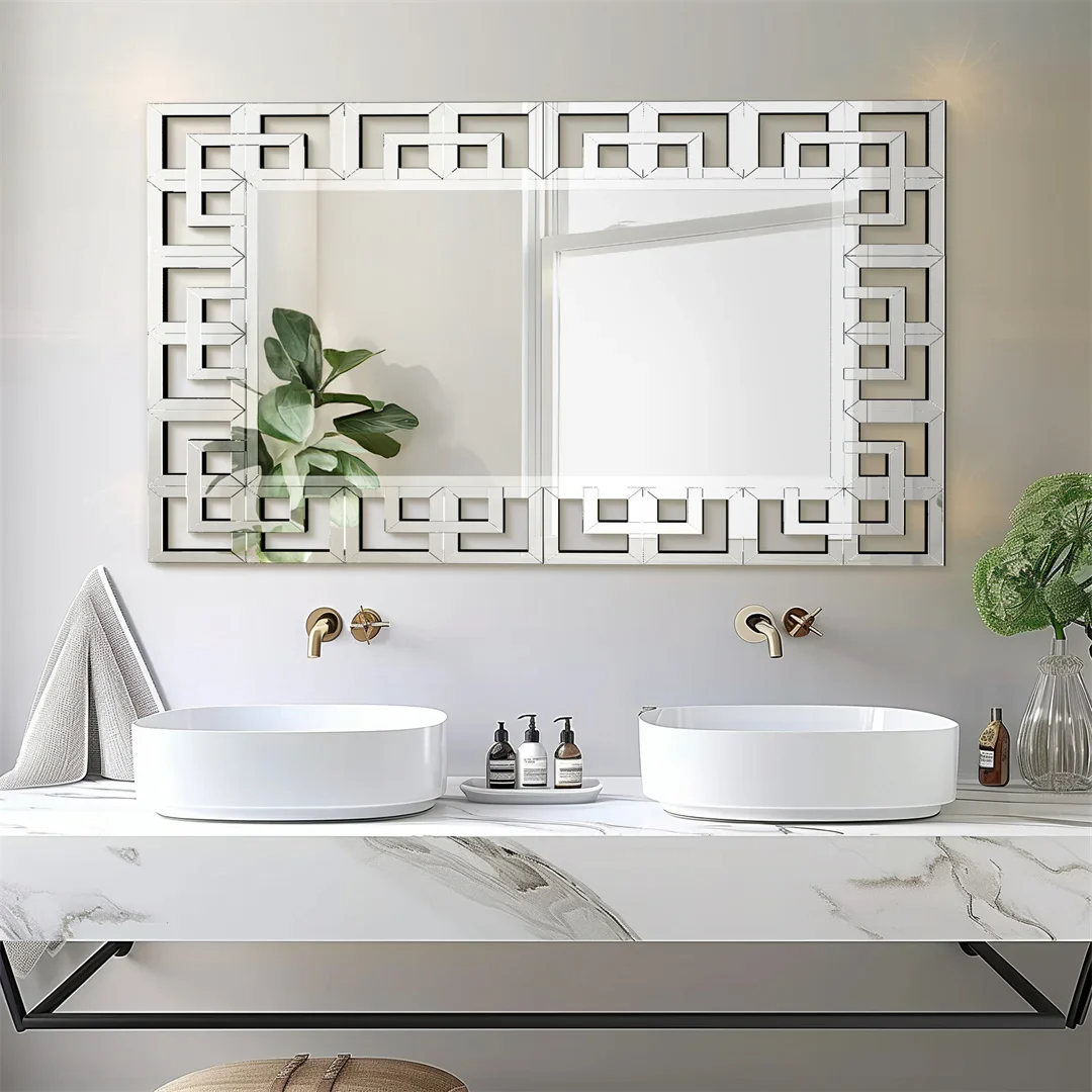 Modern Silver Rectangular Wall Mirror - Image 6
