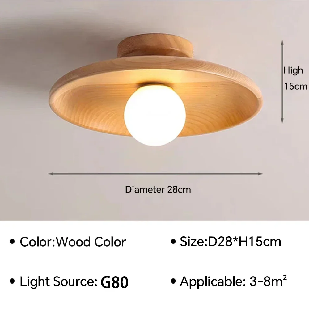 Nordic Wooden Round Ceiling Light - Image 6