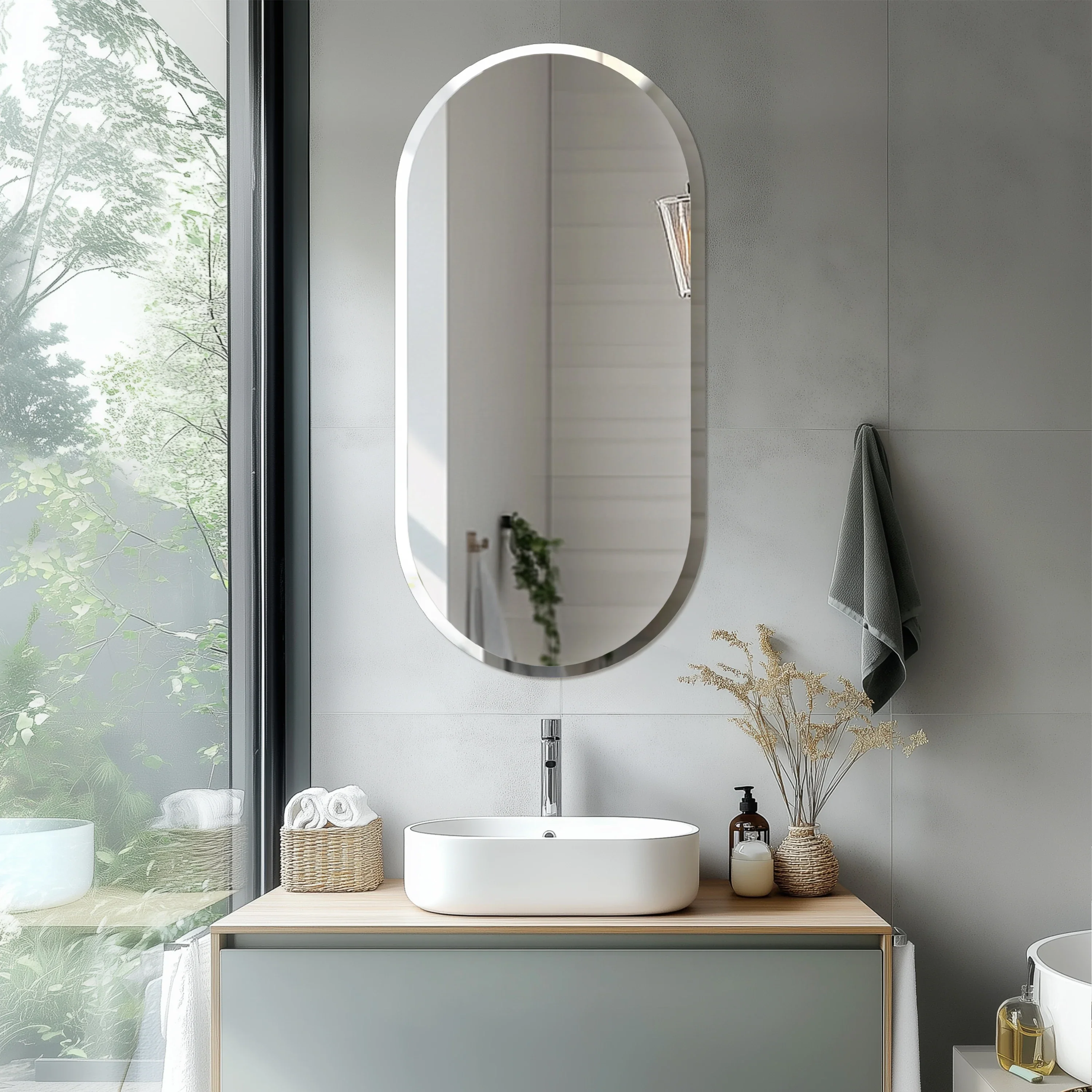 Oval Frameless Wall Mirror - Image 8