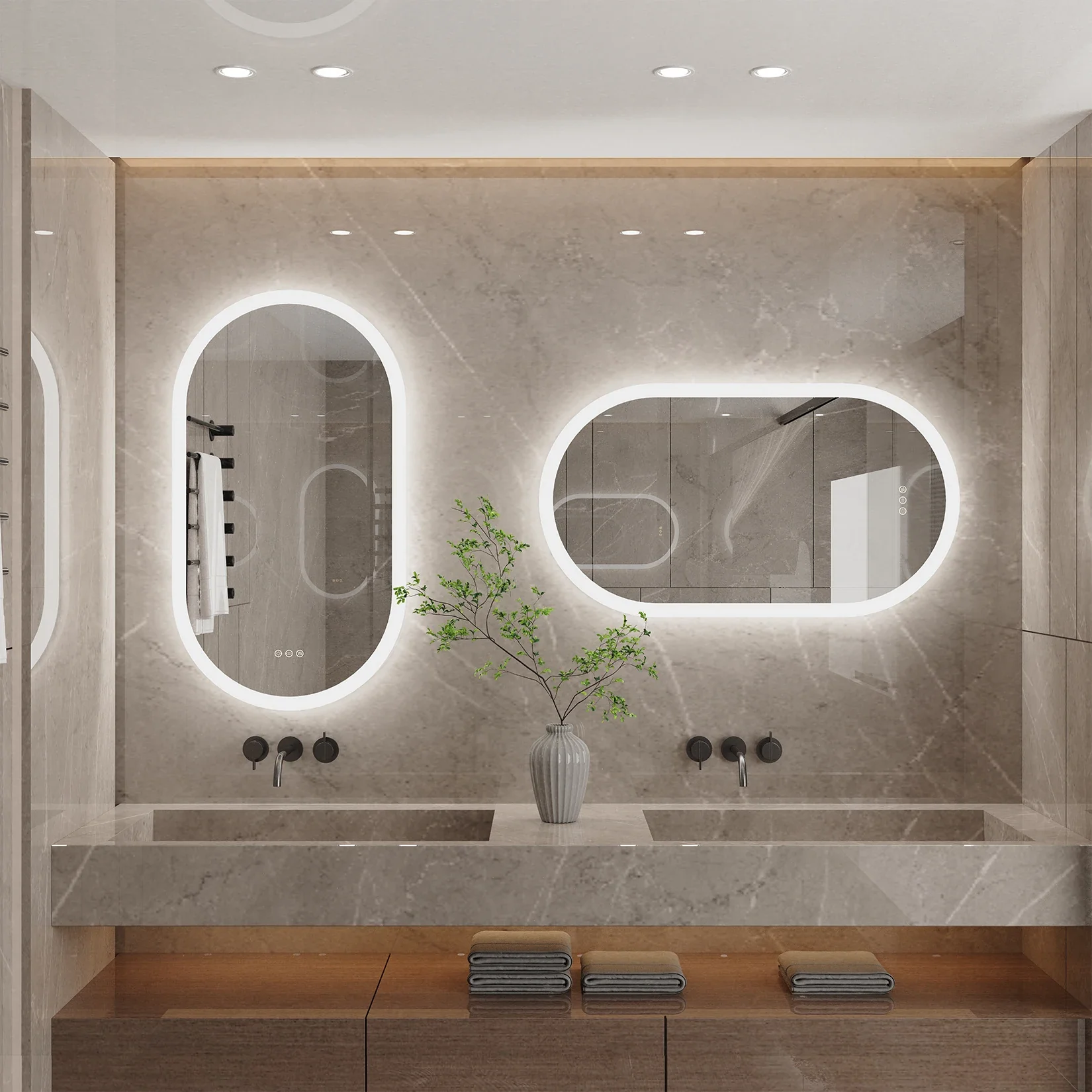 Oval LED Bathroom Mirror with Lights - Image 3