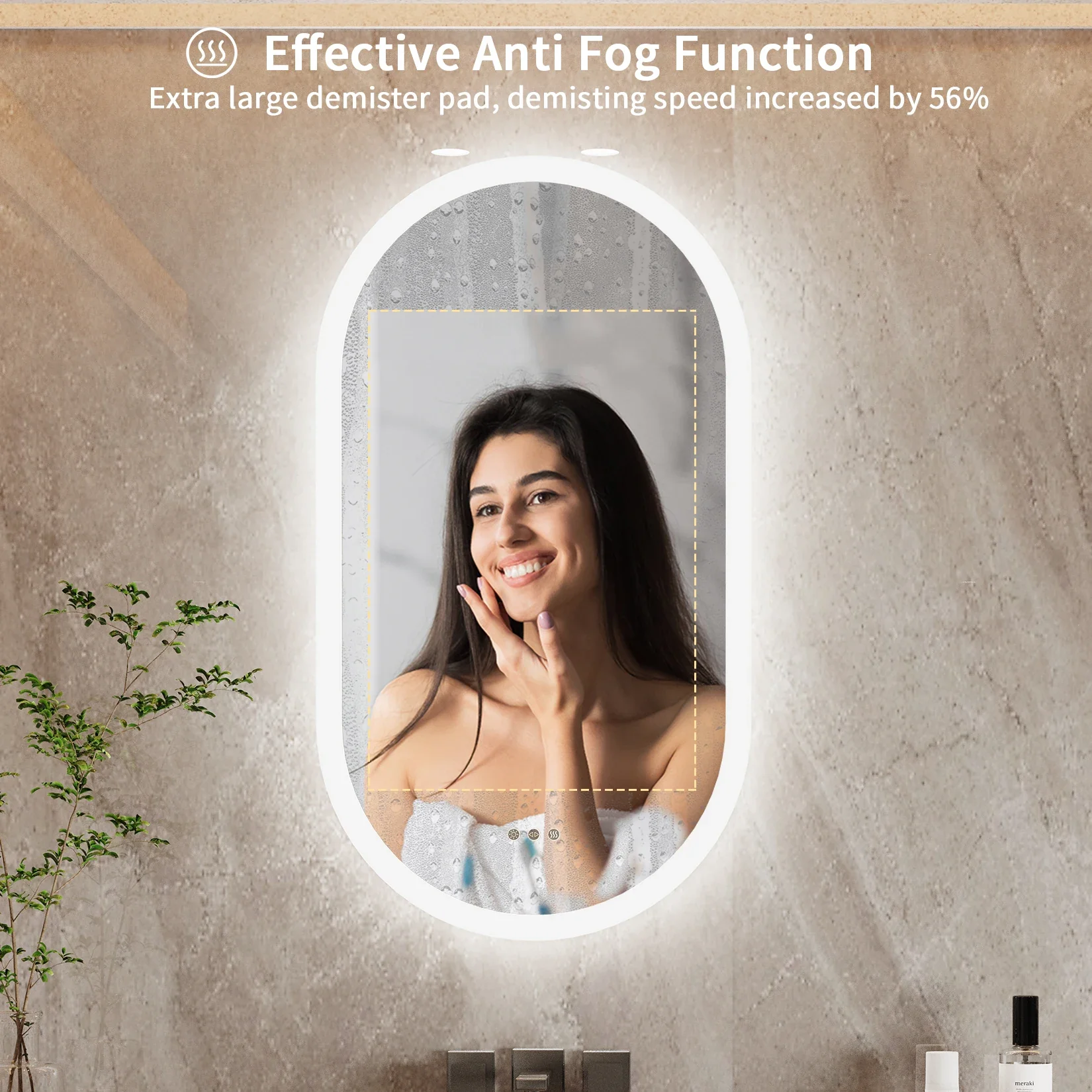 Oval LED Bathroom Mirror with Lights - Image 5