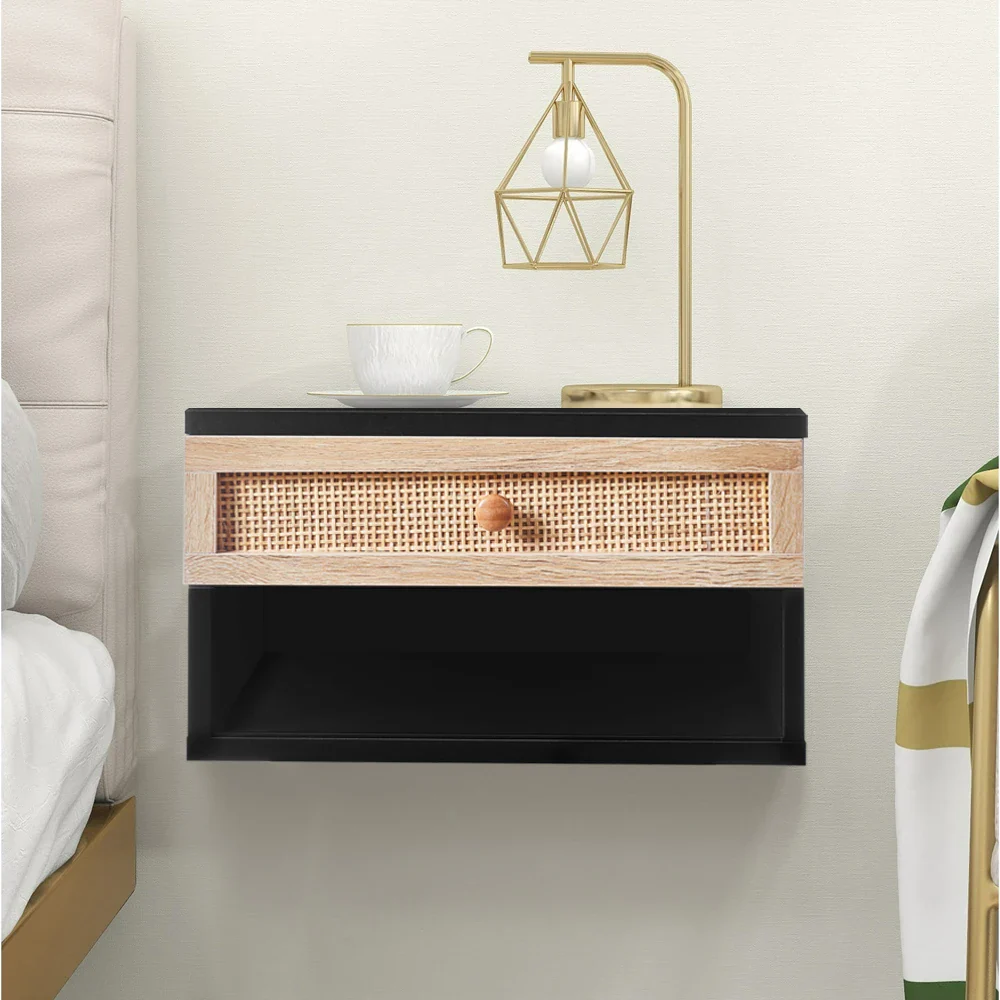 Rattan Floating Bedside Cabinet - Image 3