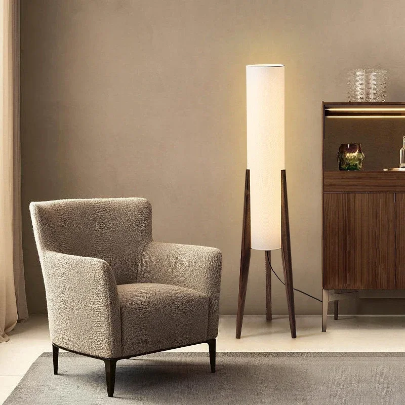Solid Wood Floor Lamp with Fabric Shade - Image 3