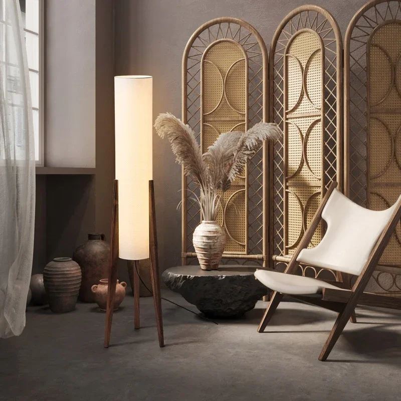 Solid Wood Floor Lamp with Fabric Shade - Image 4