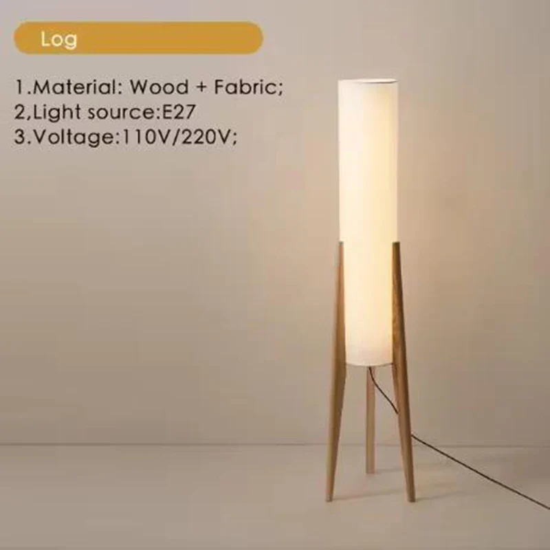 Solid Wood Floor Lamp with Fabric Shade - Image 7