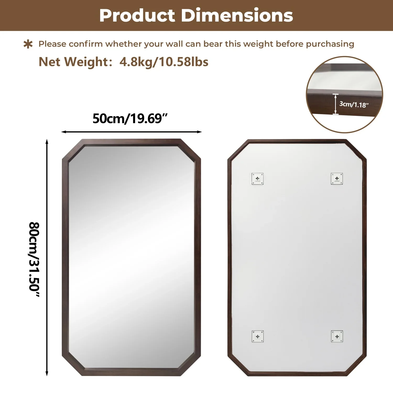 Walnut Wood & Iron Mirror - Image 8