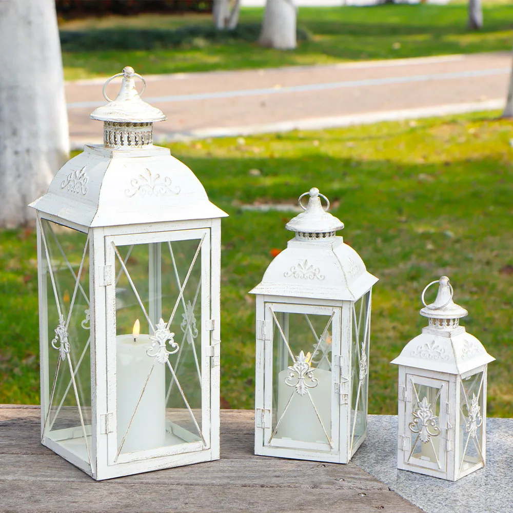 White Stainless Steel Candle Lanterns - Image 4