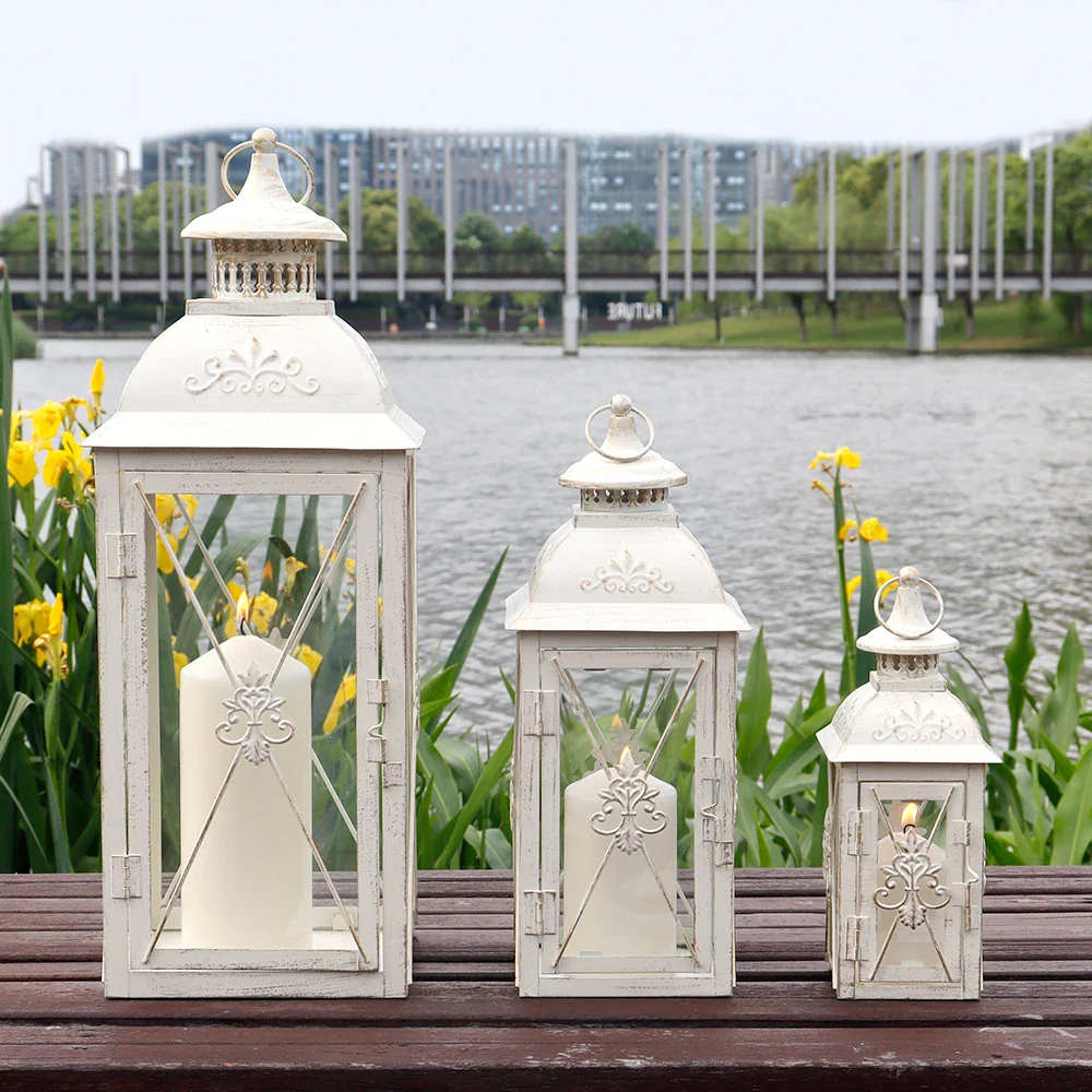 White Stainless Steel Candle Lanterns - Image 5
