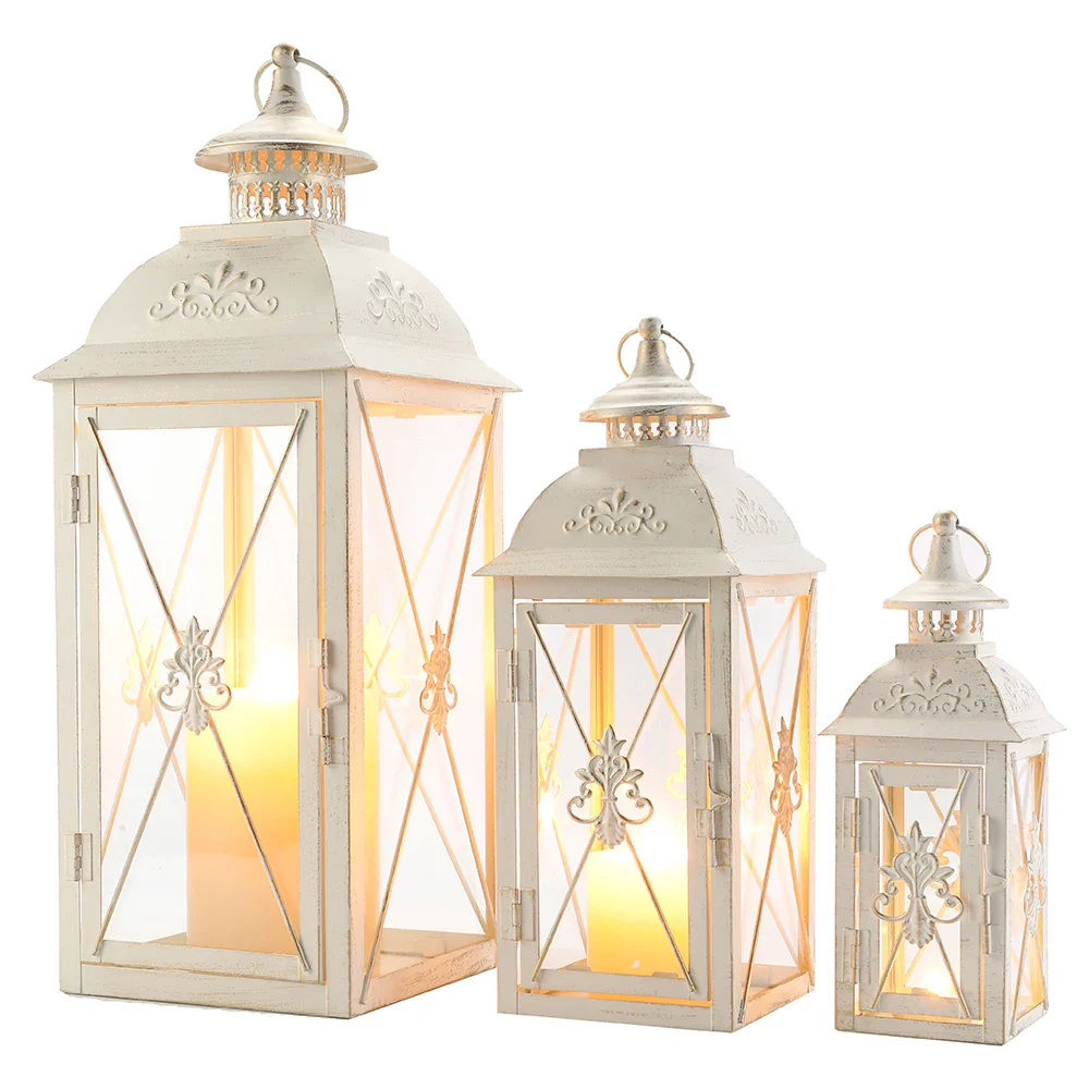 White Stainless Steel Candle Lanterns - Image 6