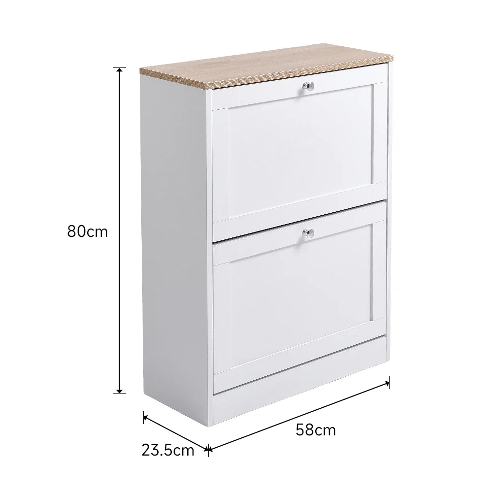 Wooden 2-Drawer Flip Down Shoe Cabinet - Image 7