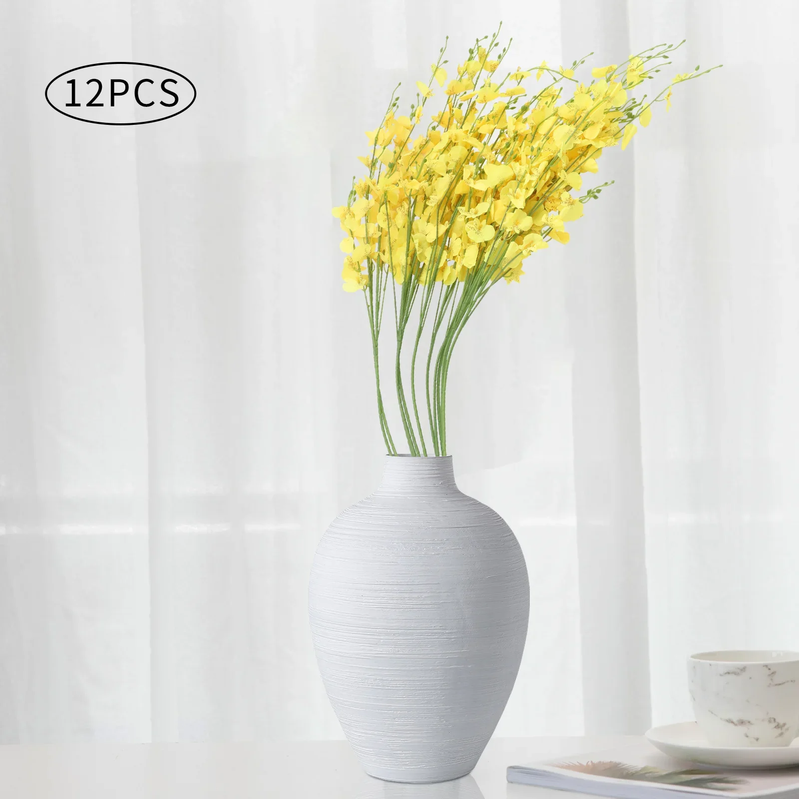 Yellow Artificial Long-Stem Orchids - Image 7